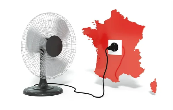 Heat Wave France Electric Fan Rendering — Foto de Stock