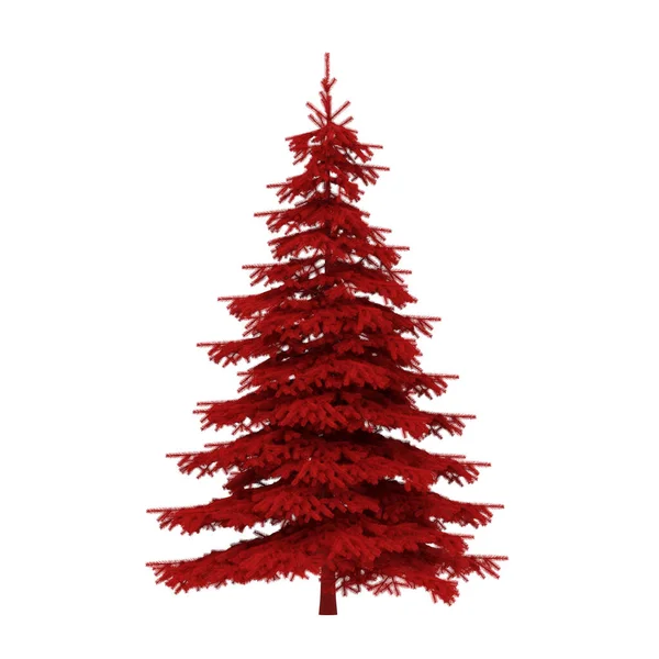 白色背景下的红圣诞树 3D渲染 — 图库照片