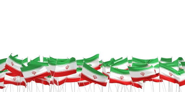 Wiele Irańskich Flag Białym Tle Renderowanie — Zdjęcie stockowe