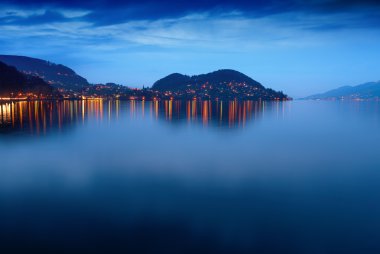 Lake Thun at night. clipart