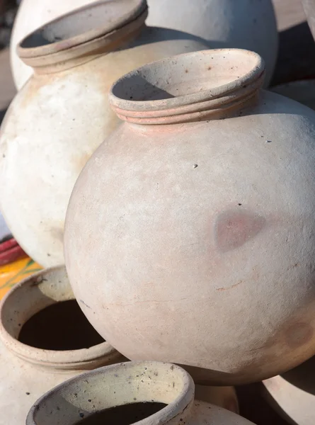 Clay pots for sale. India — Stok fotoğraf