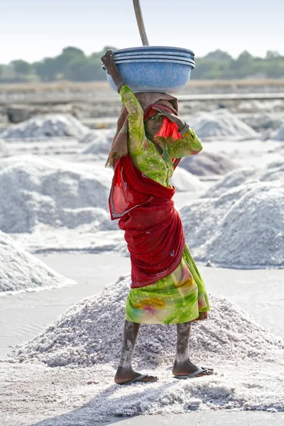 Salt works, Sambhar salt lake, Rajasthan, India — Stock Photo, Image