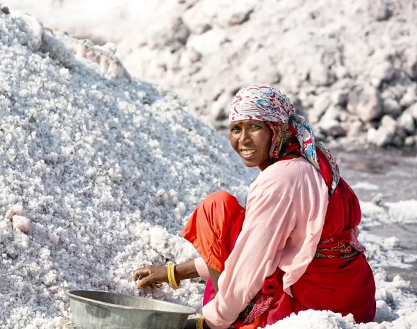 Salt works, Sambhar salt lake, Rajasthan, India — Stock Photo, Image
