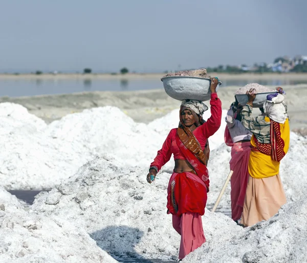 Salt works, Sambhar salt lake, Rajasthan, India — Stock Photo, Image