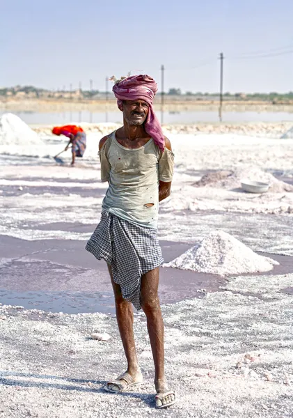 Salt works, Sambhar salt lake, Rajasthan, India — Stock Photo, Image