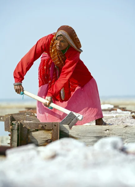 Salt works, Sambhar salt lake, Rajasthan, India — Stock Photo, Image