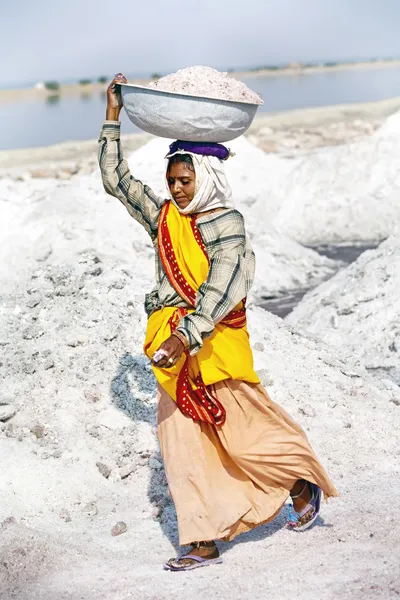 Salt works, Sambhar salt lake, Rajasthan, India — Stock Photo, Image