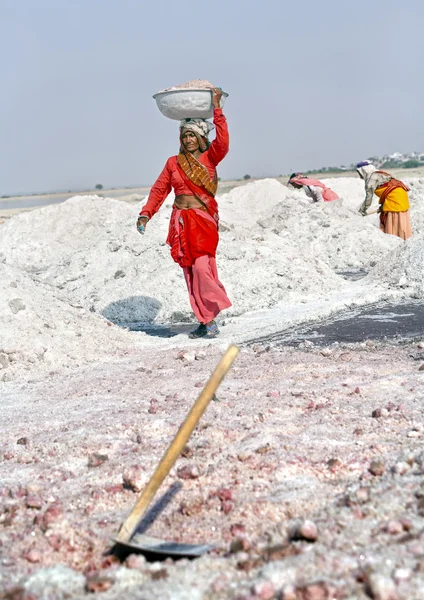 Salt works, Sambhar salt lake, Rajasthan, India — Stock Photo, Image