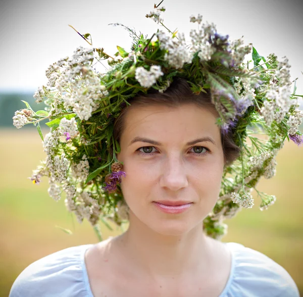 Flowers Woman Wreath — Stock Photo, Image