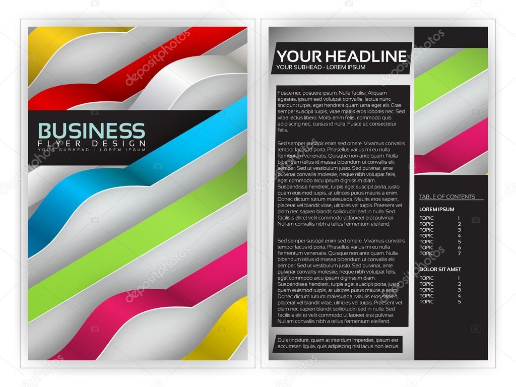Colorful 3D Lines - Business Brochure Template Vector Design