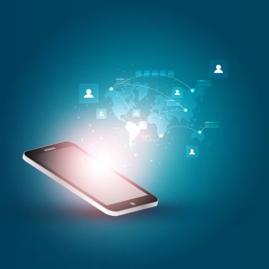 cep telefonu ile mesaj navigasyon - vektör tasarımı