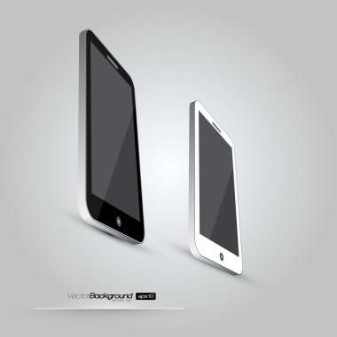 Beyaz arka plan üzerinde izole iki smartphone. EPS 10 tasarım vektör çizim