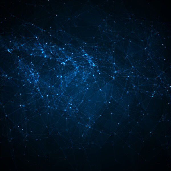 Abstract network blue on dark vector background