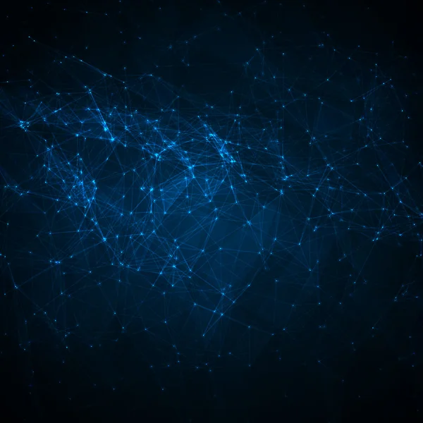 Abstracte netwerk blauw op donkere vector achtergrond — Stockvector