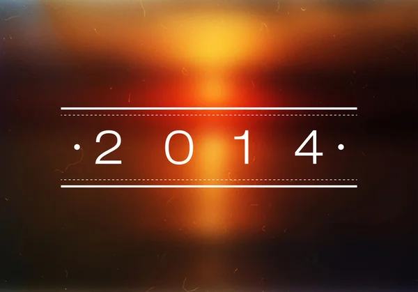 Frohes neues Jahr 2014 Strand Sonnenaufgang Bokeh — Stockvektor