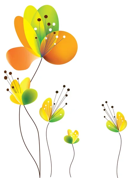 Flores amarillo-verdes — Vector de stock