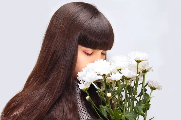 Woman with bouquet — Stock Photo, Image