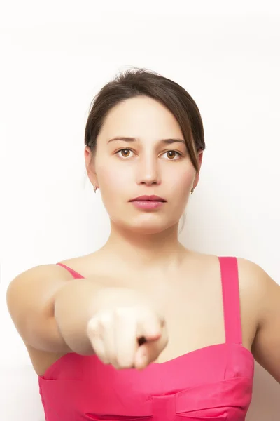 Image d'une femme d'affaires attirante pointant son doigt — Photo
