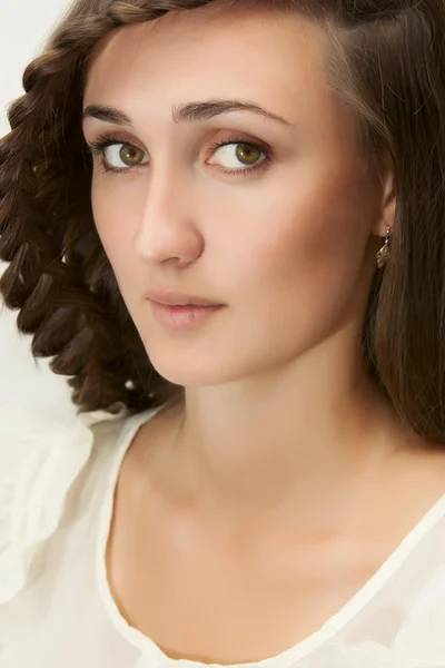 Beautiful girl with thick long hair — Stock Photo, Image