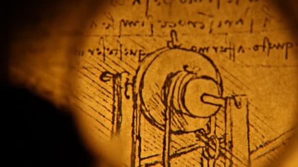 Leonardo's Da Vinci engineering drawing from 1503 — Stock Video