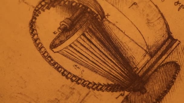 Antiguo dibujo de ingeniería — Vídeo de stock