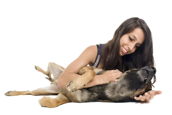 Malinois and woman — Stock Photo, Image