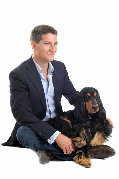 Business man and cocker spaniel — Stock Photo, Image