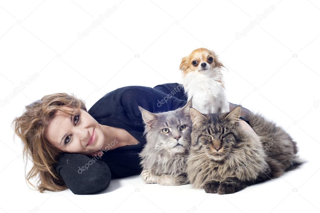 Woman and pets