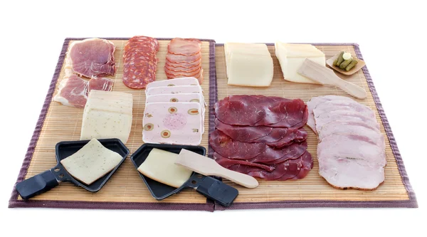 Raclette ser i mięso — Zdjęcie stockowe