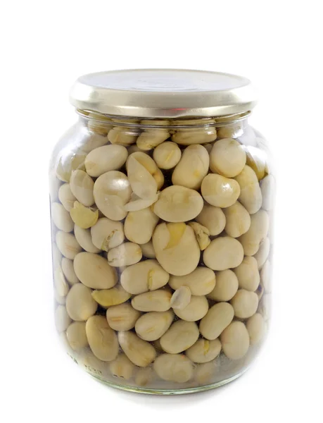 Bottled preserves of bean Stock Picture