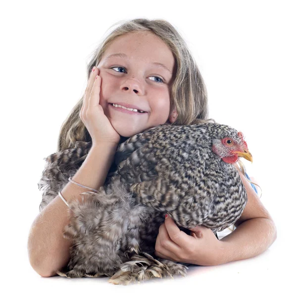 Bambino e pollo — Foto Stock