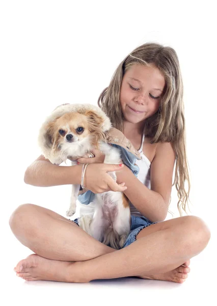 Niño y chihuahua — Foto de Stock