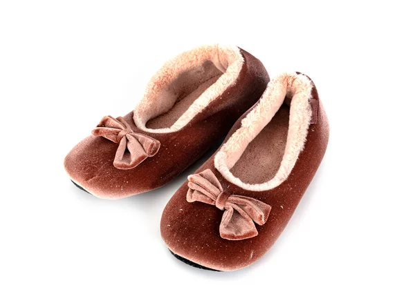 Roze Slippers Voor Witte Achtergrond — Stockfoto