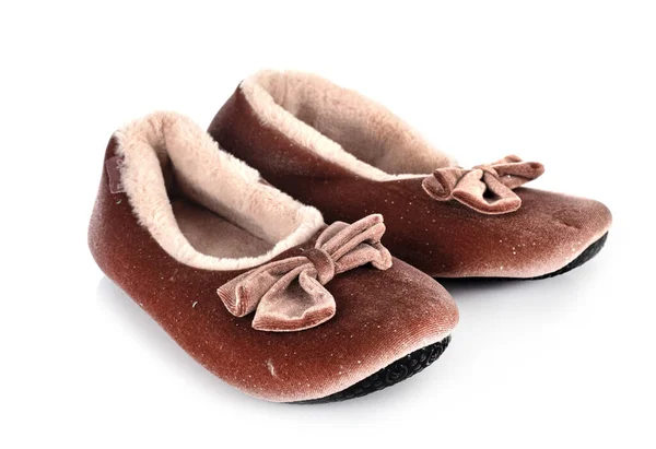 Roze Slippers Voor Witte Achtergrond — Stockfoto