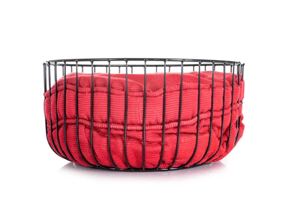Red Dog Bed Cushion Front White Background —  Fotos de Stock