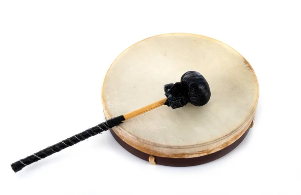 Traditional Tambourin Front White Background — Photo