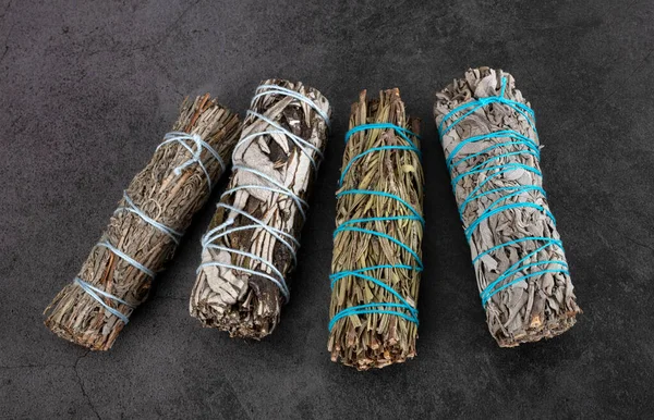White Sage Incense Front Gray Background — Stock fotografie