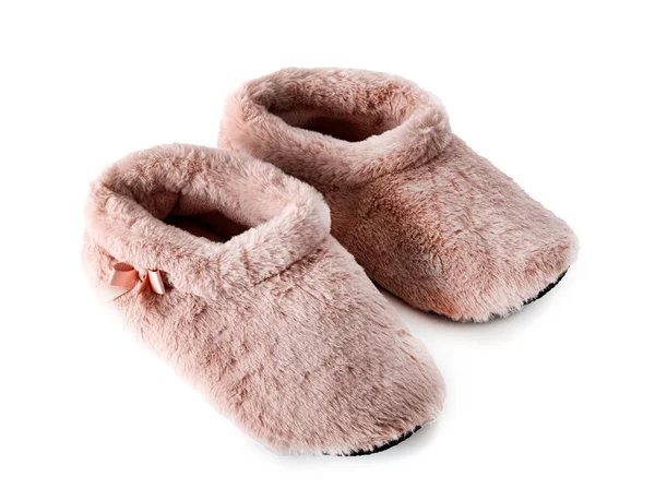 Roze Slippers Voor Witte Achtergrond — Stockfoto