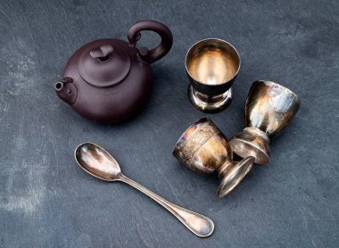 tea time in front of dark background