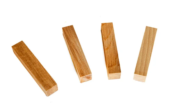 Pieces Wood Front White Background — Stock Photo, Image