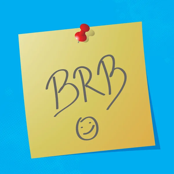 "BRB "handgeschreven bericht — Stockvector