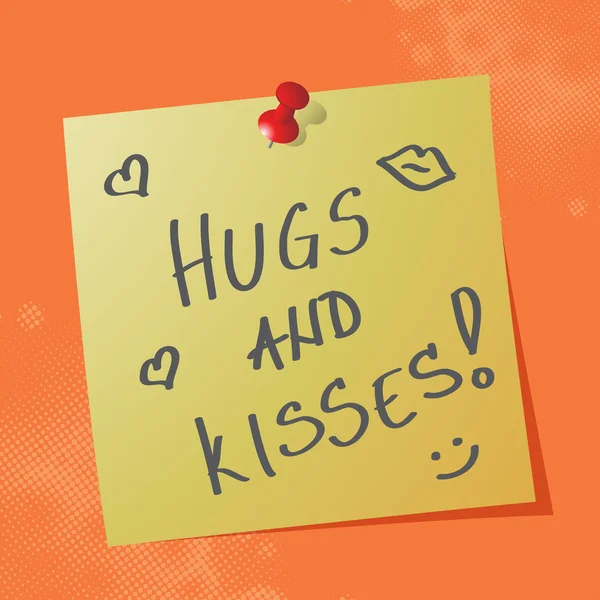 "hugs and kisses" handwritten message — Stock Vector