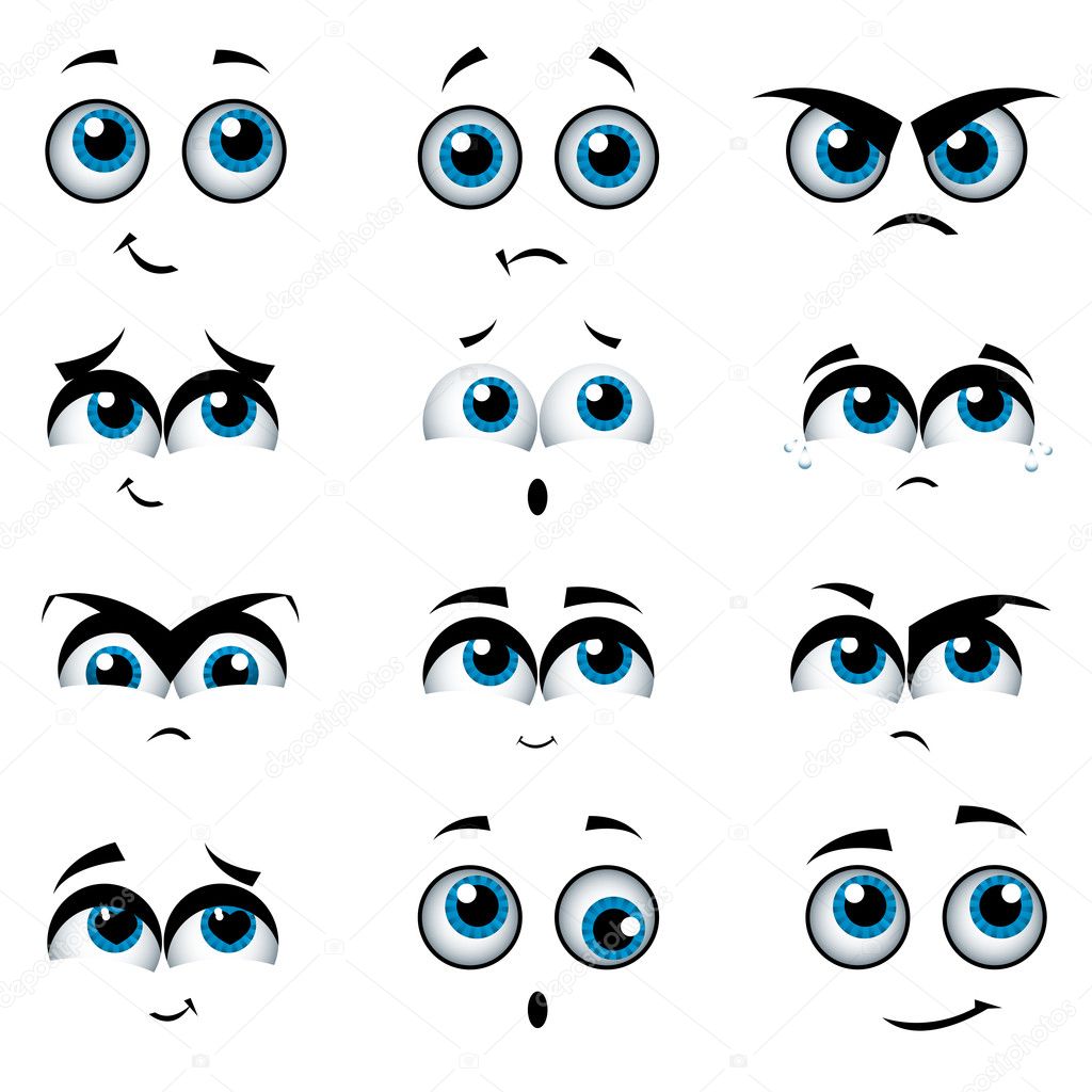 Cartoon faces with various expressions