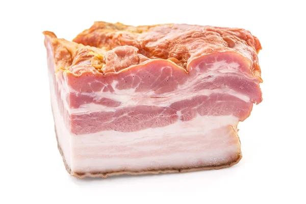 Laje de bacon fumado corte Closeup — Fotografia de Stock