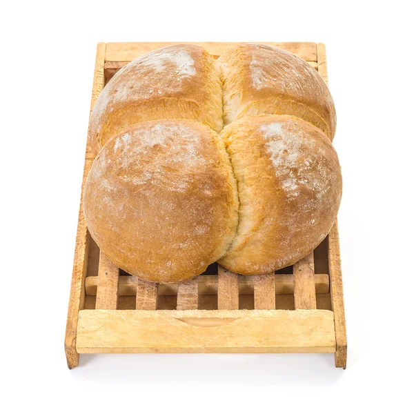 Vier Brötchen Brot an Bord — Stockfoto