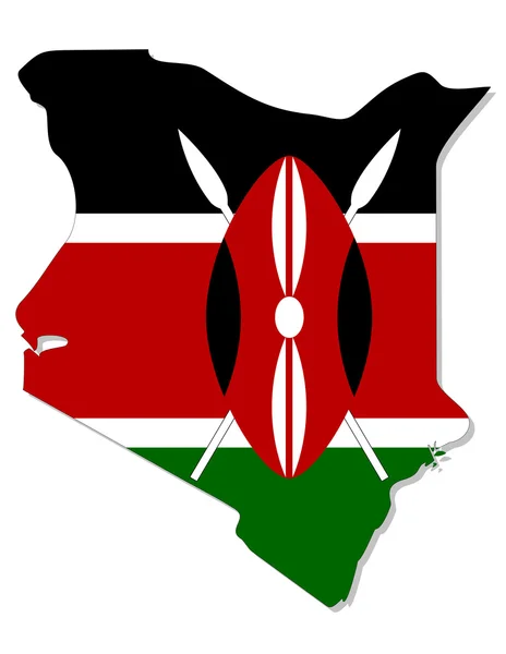 Mapa e bandeira de Kenya — Fotografia de Stock