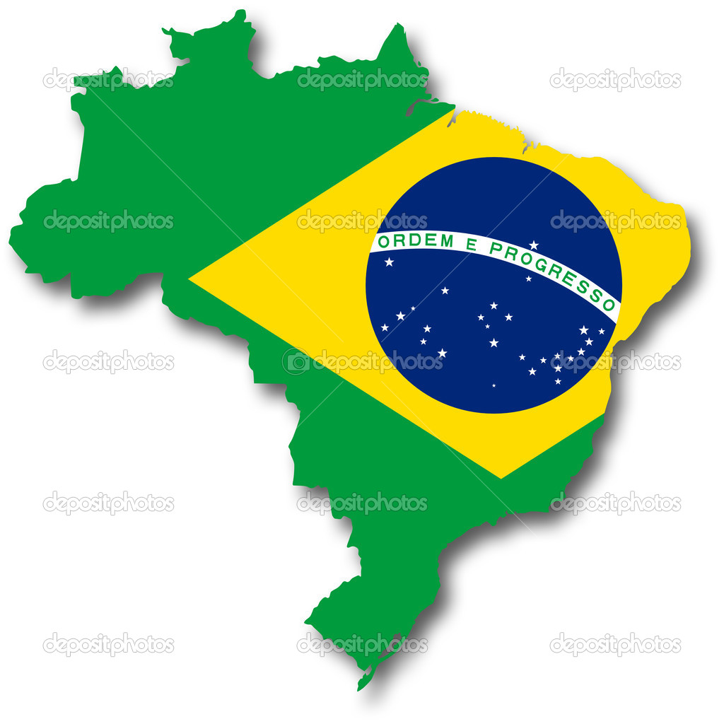Map and flag of Brazil
