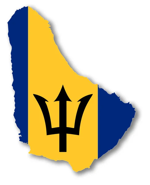 Kaart en de vlag van barbados — Stockfoto