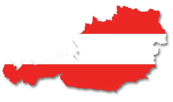 Karta och flagga över Österrike — Stockfoto