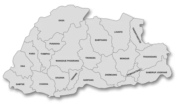 Kaart van bhutan — Stockfoto